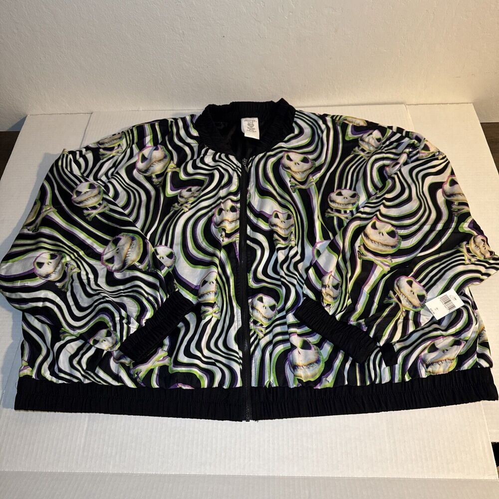 Disney Parks Jack Skellington Jacket Bomber Full Zipper Purple Green Size 2X NWT